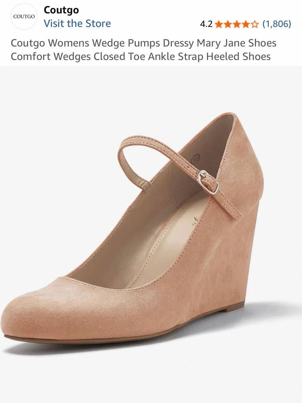 Women's Suede Mary Jane Wedge Pumps in Tan